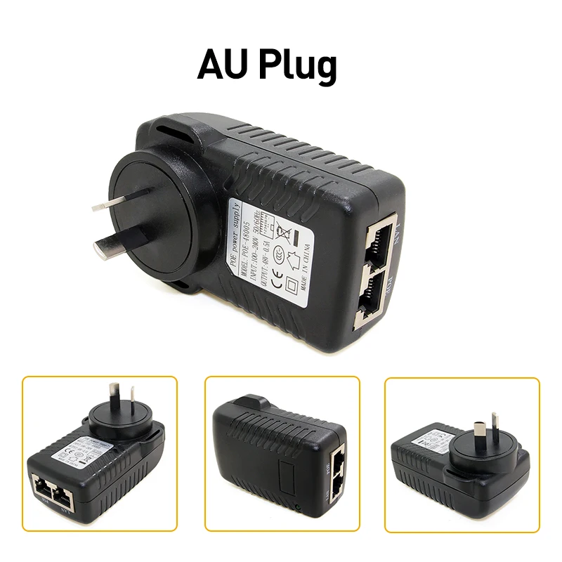 POE Injector POE Power Adapter Output DC48V 0.5A EU/UK/US/AU Plug Optional for Camera Poe Cam IP camera power adapter