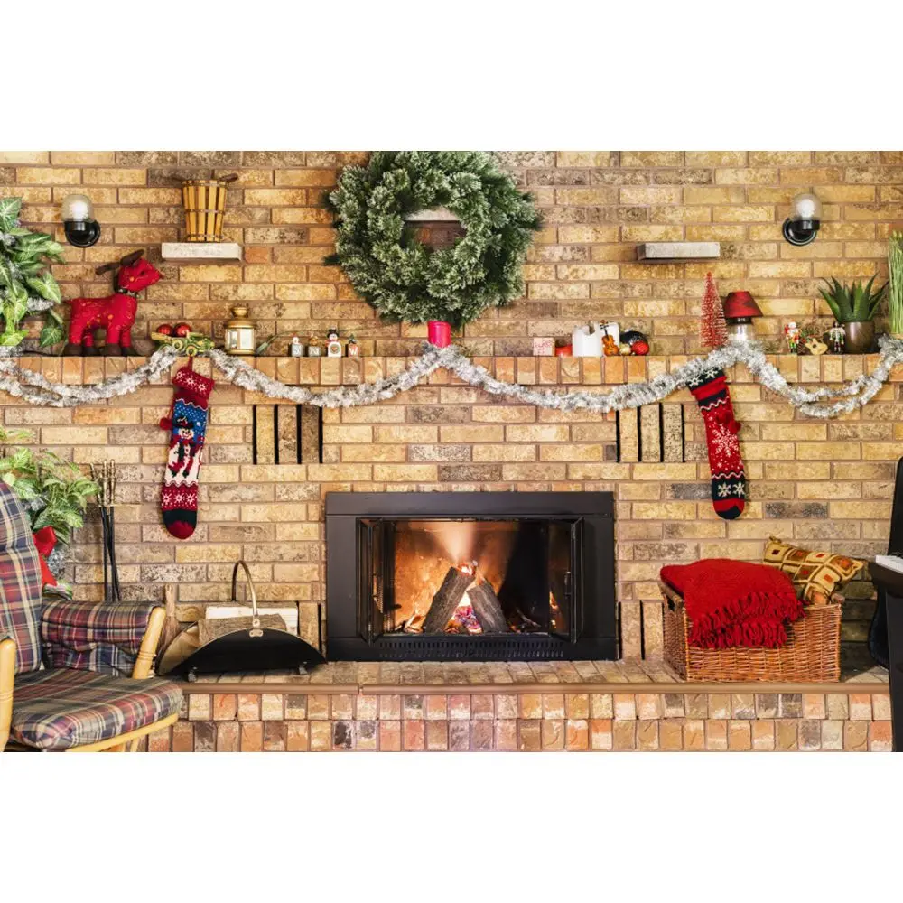 Yeele Christmas Tree Fireplace Bell Light Candle Interior Deco Photography Backgrounds Photographic Backdrops for Photo Studio - Цвет: NBK13952