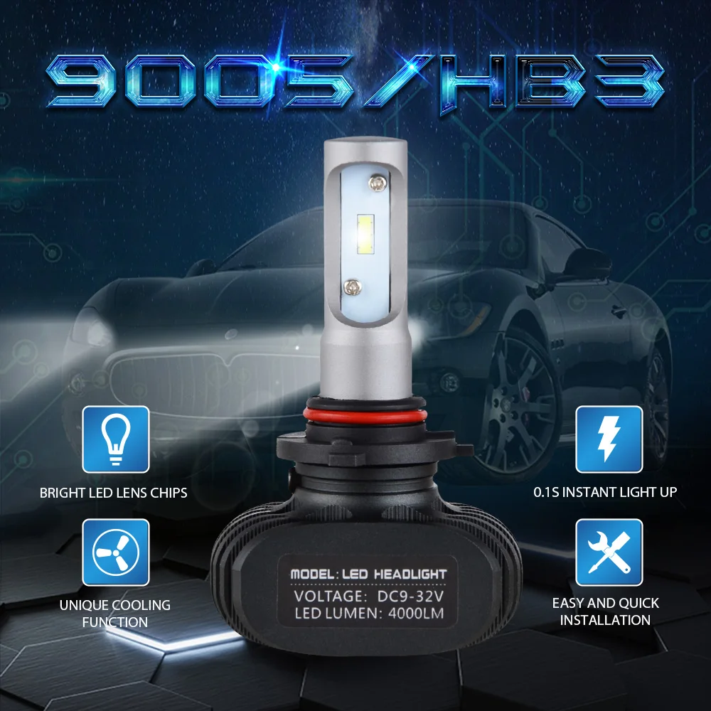 H2CNC 9005 9006 HB3 HB4 CSP светодиодный автомобилей головной светильник лампочка(подол короче спереди и длиннее сзади) луч 50 Вт 8000LM 6500 к авто светильник 12v 24v