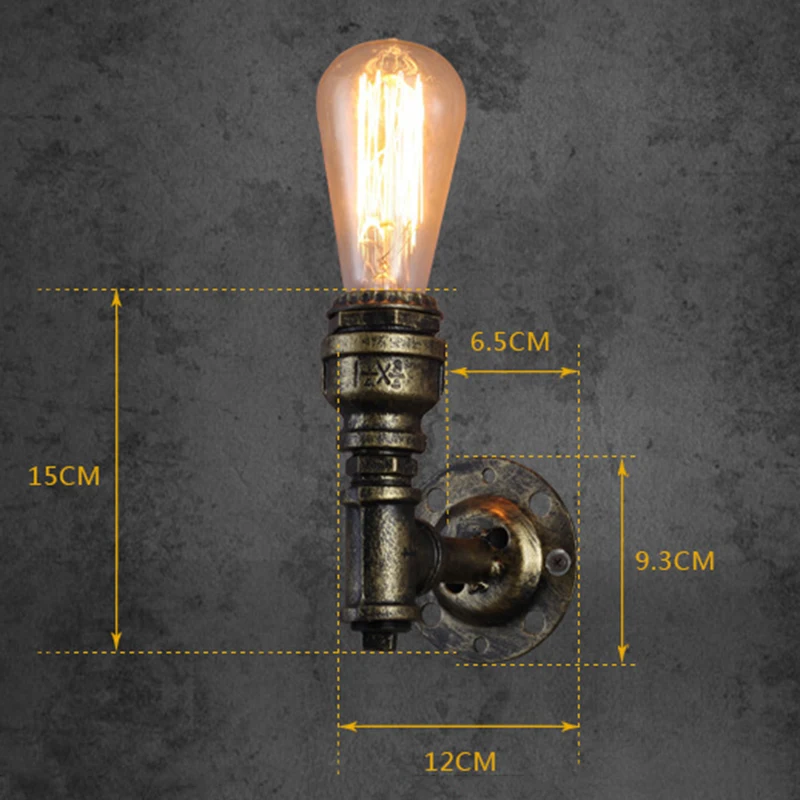 Vintage Industrial Water Pipe Lamp Retro Light Socket Steampunk Wall Sconce New