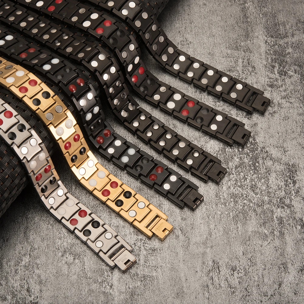 Magnetic Black Bracelet Men Hand Chain Energy Health Germanium Magnetic Bracelet Men Stainless Steel Bracelets For Women Men