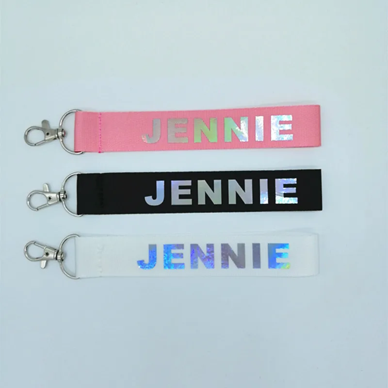 Free shipping Kpop Blackpink Album LISA ROSE JENNIE Nylon KeyChain Discoloration Laser Name Key Chain Women Bag Jewelry B099