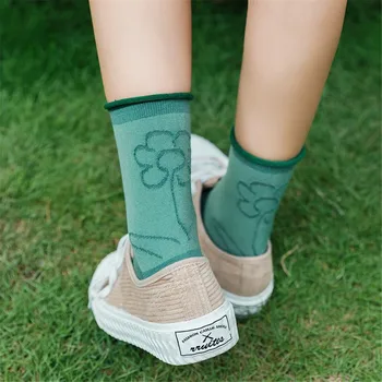 

Cotton Socks Lady A Flower College Style Retro New Autumn