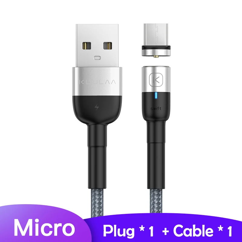 Silver for Micro KUULAA Магнитный Micro usb type C кабель для iPhone Xiaomi Android мобильный телефон Быстрая зарядка USB кабель магнит зарядное устройство провод шнур - Цвет: Silver for Micro