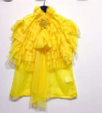 yellow Nancylim многослойная шифоновая, с завязывающимся бантом блузка рубашка Для женщин Весна, лето, осень тонкие Блузы с длинным рукавом для девочек, топы - Цвет: yellow