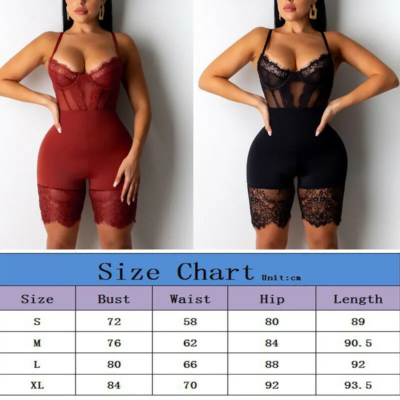 Women Sexy Romper Lace Backless Shorts Jumpsuit Hollow Out Playsuit Bodysuit
