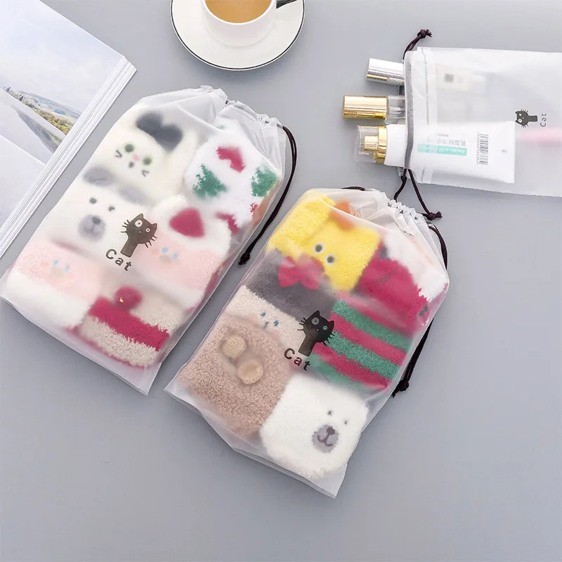 Cute Cat Transparent Cosmetic Bag Travel Makeup Case Women Zipper Make Up Bath Organizer Storage Pouch Toiletry Wash Beaut Kit