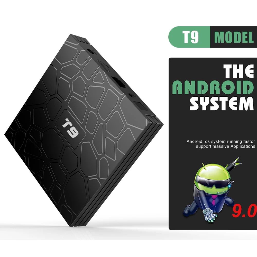 T9 ТВ коробка Android 9 0 телеприставка Bluetooth 4 RK3318 четырехъядерный cortex-A53 беспроводной 2