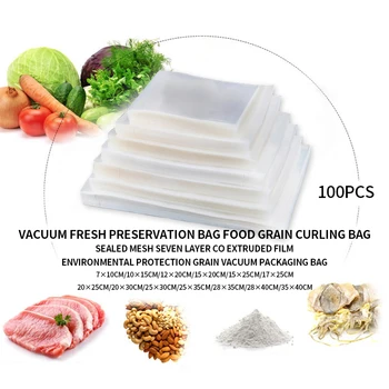

100pcs/lot Plastic Vacuum Sealer Food Storage Bag For Vacuum Sealing Machine For Pack Food Saver Packaging Rolls Packer Seal Bag