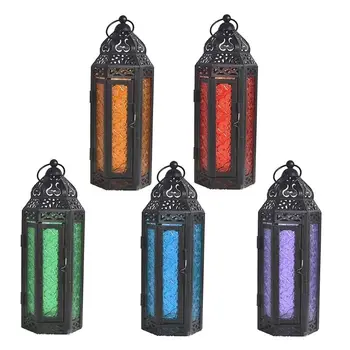 

Creative Iron Lantern Style Candle Holder Vintage Candlestick Festival Party Household Desktop Decor Dinner Table Ornament LX9C