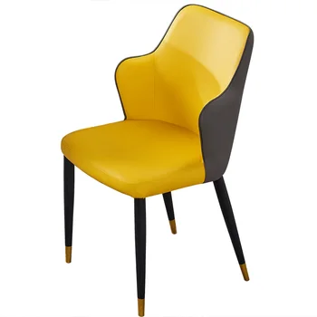 

Dining chair modern restaurant hotel backrest North European dining table lazy man fashion leather soft bag chai