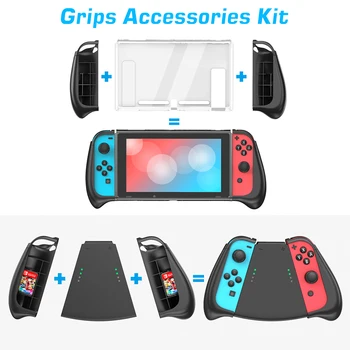 

Multi-functional For Nintendo Switch Asymmetrical Console Grip LaR Joy Pad Ergonomic Grip Mount Crystal Dockable Case Thumb Grip