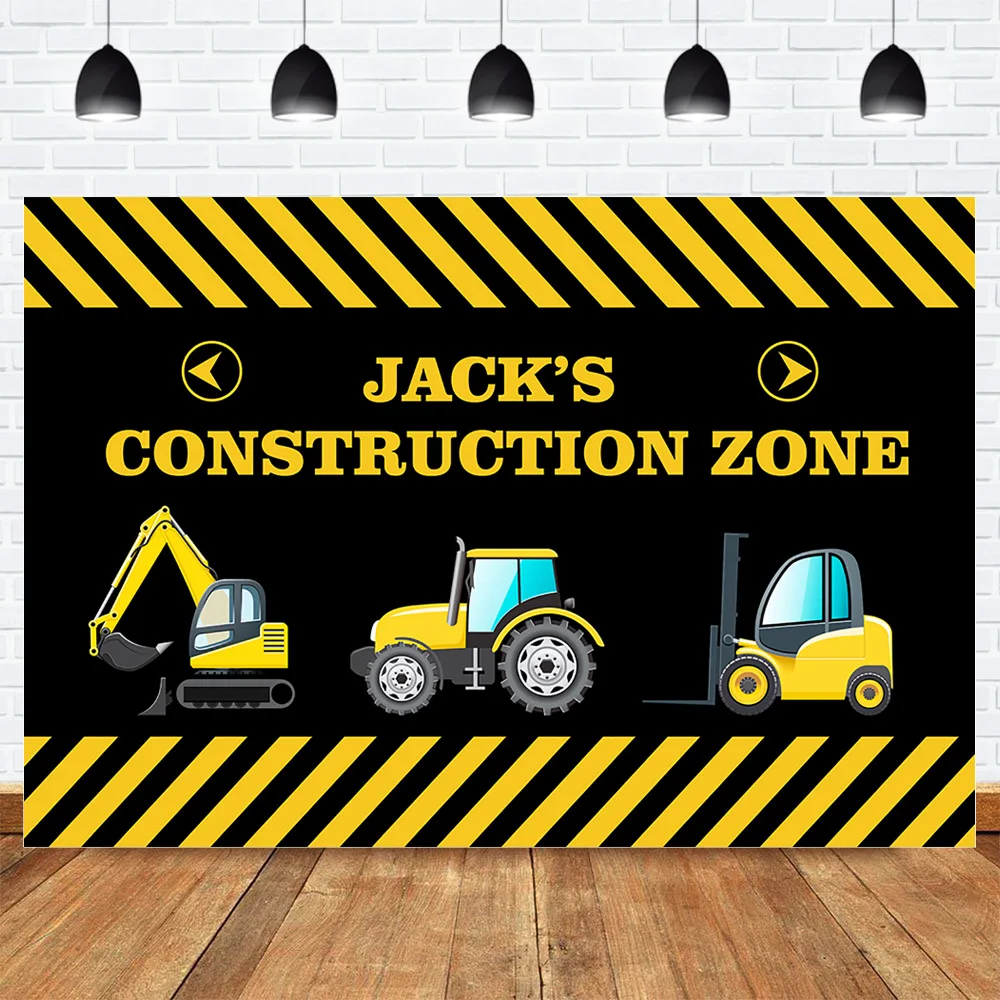 Construction Zone Boy Birthday Background Yellow Truck Children Outdoor Activities Dessert Table Photography Backdrop | Электроника