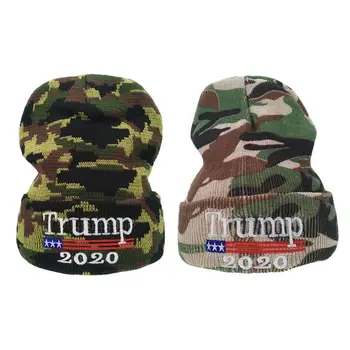

Unisex USA Flag Embroidered Beanie Hat 2020 President Election Campaign Hip Hop Ski Winter Warm Cuffed Knitted Skull Cap