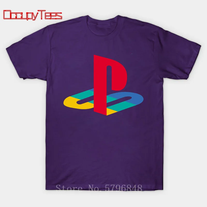 Retro PS Logo Tshirt Xbox Vedeo Game Playstation T-Shirt Men Streetwear Tee Shirt Hip Hop Pure Cotton PS1-PS4 Boys Short Sleeves | Мужская