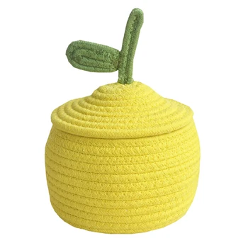 

1pcs Basket Yellow Durable Cotton Creative Cute Knitting Container Basket Storage Box for Food Key Snacks Sundries home A50