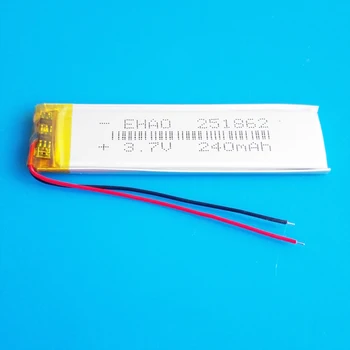 

251862 3.7V 240mAh Rechargeable battery lipo polymer lithium batteries for MP3 GPS bluetooth recorder headset e-book camera