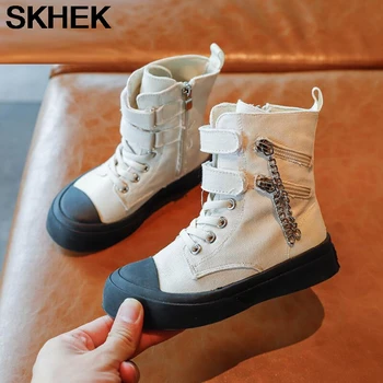 

SKHEK Winter Children Boots Leather Princess Martin Boots Fashion Casual Child Shoe For Girls Boys Baby Shoes Kids Boots