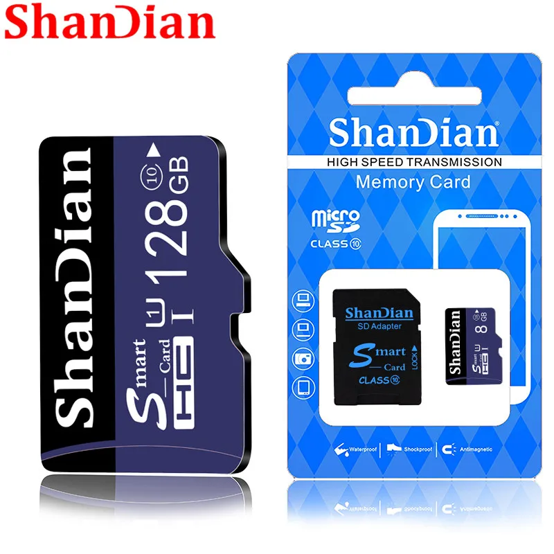 SHANDIAN Смарт SD карта 128 Гб памяти высокоскоростной Класс 10 64 ГБ 32 Мини TF для
