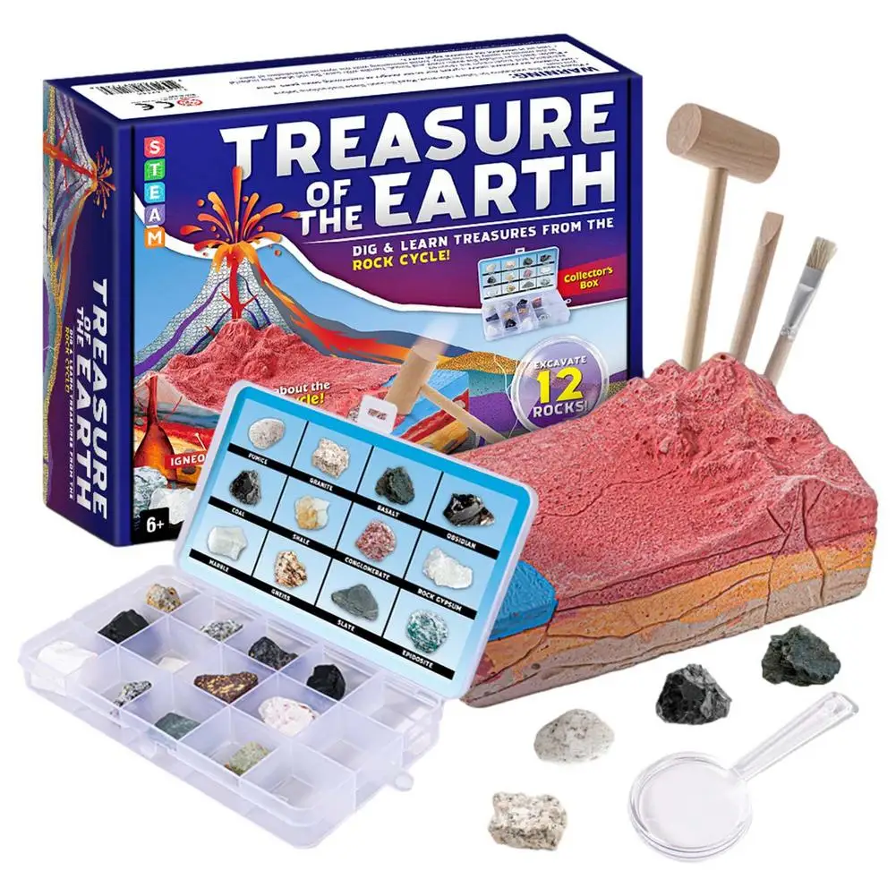 Fun Rock Mineral Dig Out Tool Kit Geologist Science Earth Toy Geology Learn 