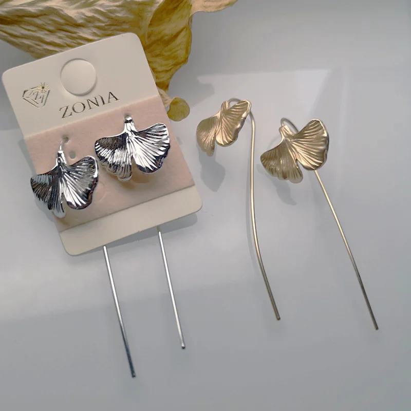 Богемные геометрические серебряные и золотые цвета листок гинкго билоба форма Висячие серьги для женщин ювелирные изделия серьги аксессуар Z4D327