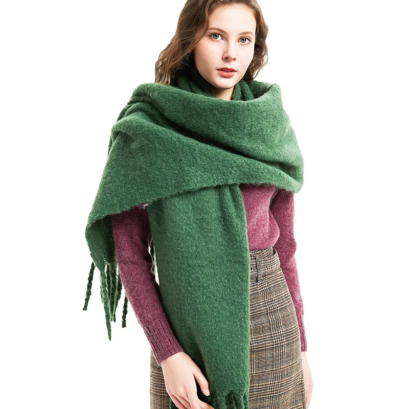 

Autumn and winter Pure color tassel woman wild soft temperament thick Scarf shawl wool comfortable trend street warm Man scarf