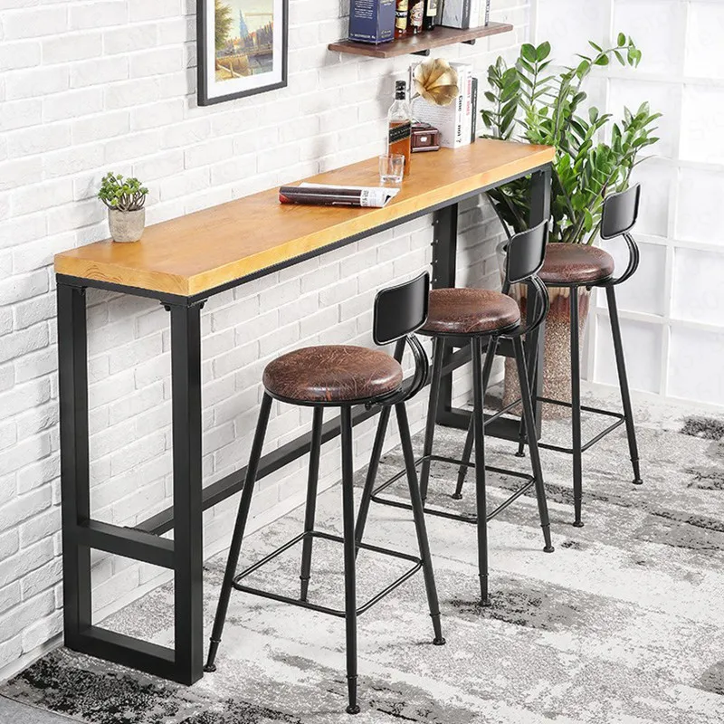 Nordic Iron Bar Table Casual Solid Wood Table And Chairs