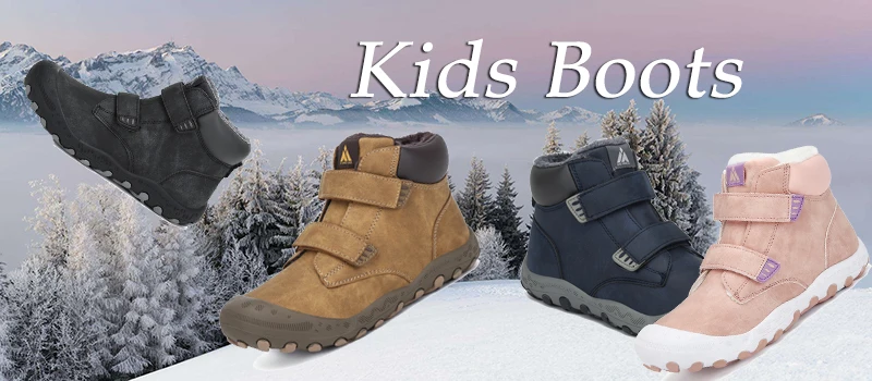Зимние ботинки для мальчиков; уличные зимние ботинки; детская обувь; меховые ботинки для девочек; детская нескользящая обувь на плоской подошве; ботинки до середины икры для малышей; детские сапоги