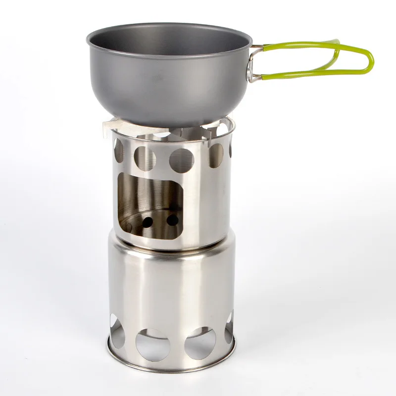 Camping Cookware set Outdoor Camping Pots and wood Stove Picnic Tableware With Foldable Spoon Fork Knife Combination For Picnic