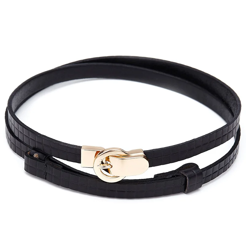 

Women Thin Belt Genuine leather waist chain ladies fine fashion decoration simple leather belt High Quality