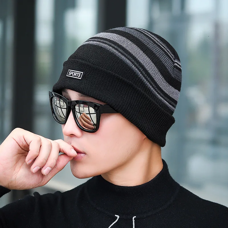 GKGJ Men's Warm Winter Hats Thick Knit Cuff Beanie Cap with Lining Skull Knit Hat Cap Soft Stretch Slouchy Beanie Skully Cap - Цвет: C05