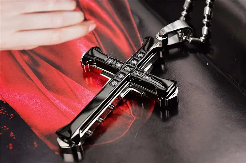 2021 Fashion New Black Rectangle Pendant Necklace Men Trendy Simple Stainless Steel Chain Men Necklace Jewelry Gift