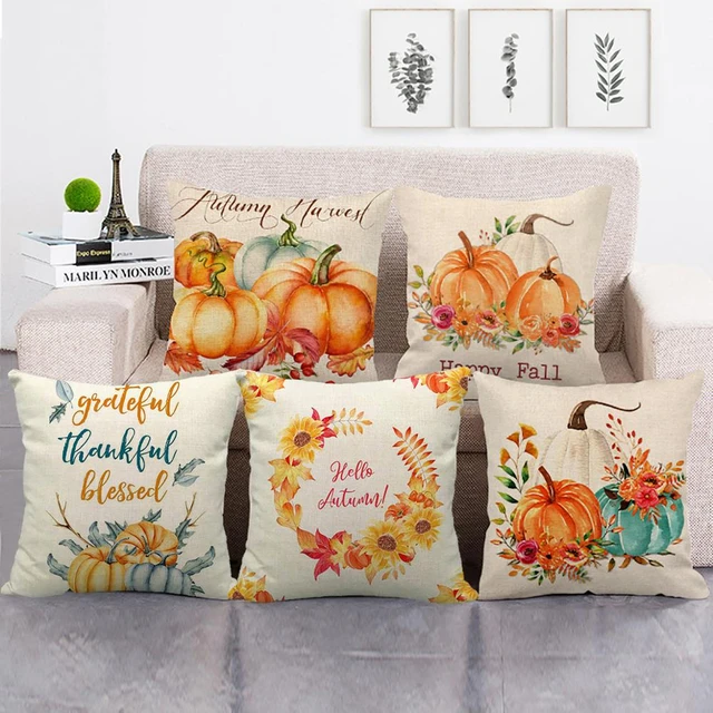 QIFU 45*45cm fodera per cuscino con stampa su un lato cuscini per divano  zucca del ringraziamento federe per cuscini fodere per cuscini in lino  decorazioni per divani - AliExpress