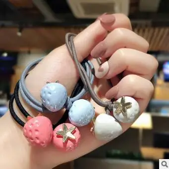 100 шт/Партия DIY мульти простая Смола 2 Клубника резиновые браслеты двухслойные Волосы Резинки Инструменты для укладки аксессуар HA944