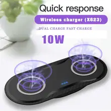 Qi Wireless Double Charger Pad 20W for iPhone 11 XS XR X 8 AirPods 10W Dual Fast Charging Dock Station For Samsung S10 S9 Note 9