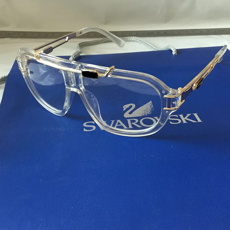 Металлическая оправа золотые солнцезащитные очки тренд квадратное зеркало 8018A - Цвет линз: transparent grey