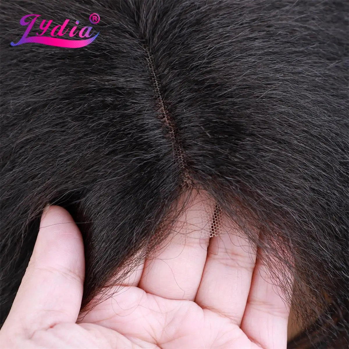 Lydia Long Kinky Straight Synthetic Wigs for Women Black Heat Resistant Fiber Natural Looking Daily&Party Wig 20 Inch Free Side