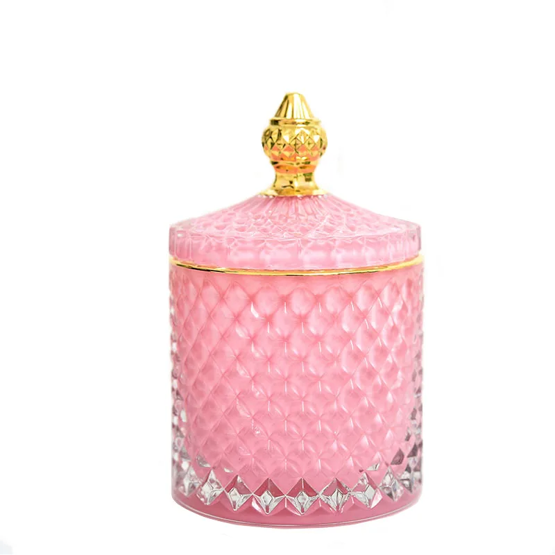 Glass Storage Jars Retro Aroma Candle Jar Jewelry Storage Box Crown Decorative Crystal Jar with Lid Spice Organizer