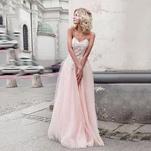 Очаровательные розовые платья трапециевидной формы для выпускного вечера с объемным бисером, кружевное милое длинное торжественное платье для торжеств, выпускного бала, vestido de festa robe de soiree