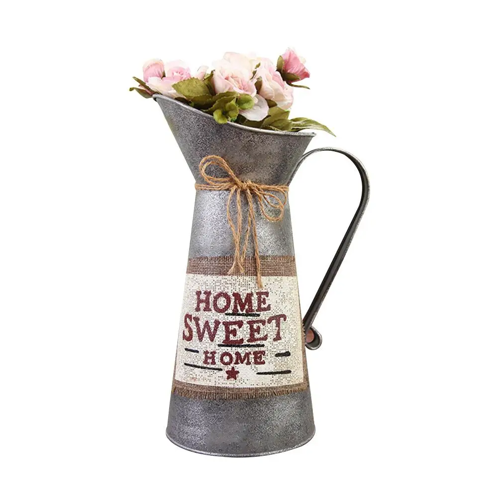 A Retro Flowerpot Galvanized Iron Flowerpot Decoration Planter European Style Antique Finish Garden Flower Pot Planting Tool - Цвет: A