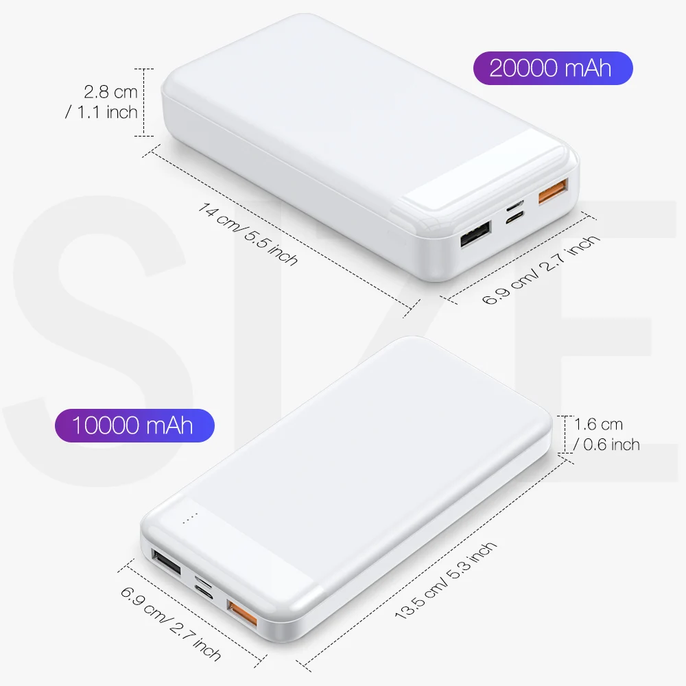 Портативное зарядное устройство 20000 мАч для iphone Samsung Xiaomi mi 9 внешний аккумулятор
