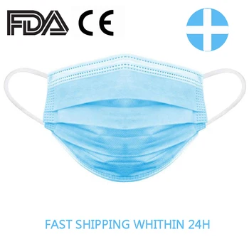 

DropShipping Disposable Face Masks Anti Dust Mouth Blue Face Mask Anti-Pollution 3 Layers Filter Safety Meltblown Earloop Mask