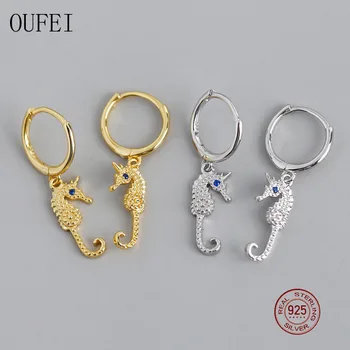 

OUFEI 925 Sterling Silver Earrings For Women Cute Animal Earrings Jewelry Seahorse Female Ehnic Earrings 2020 New Fashion