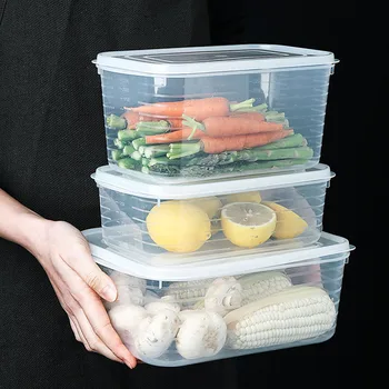 

Home Stroage Kitchen Sealed Food Storage Box Rectangular Transparent Large Container Preservation Boxes Food Organizer