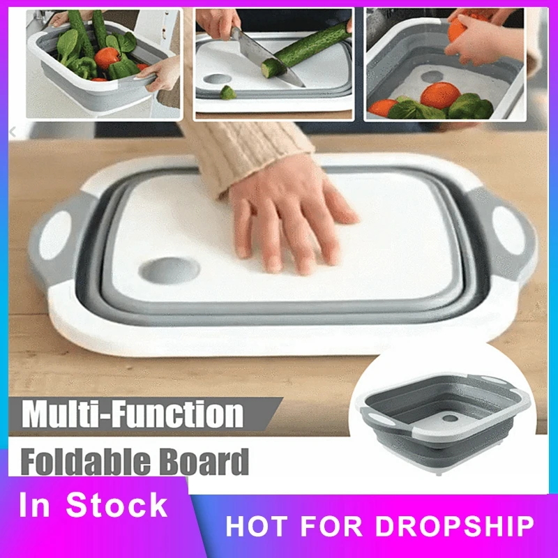 Foldable Multi-Function Chopping /Cutting Board Collapsible Colander Vegetable Fruit Washing Basket Bowl Kitchen Organizer Tool