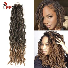 Leeons искусственные локоны в стиле Crochet волос 12/18 дюймов эффектом деграде(переход от темного к богемное Gypsy наращивание волос крючком коса натуральные кисти для макияжа, Мягкие Синтетические накладки каштановые волосы