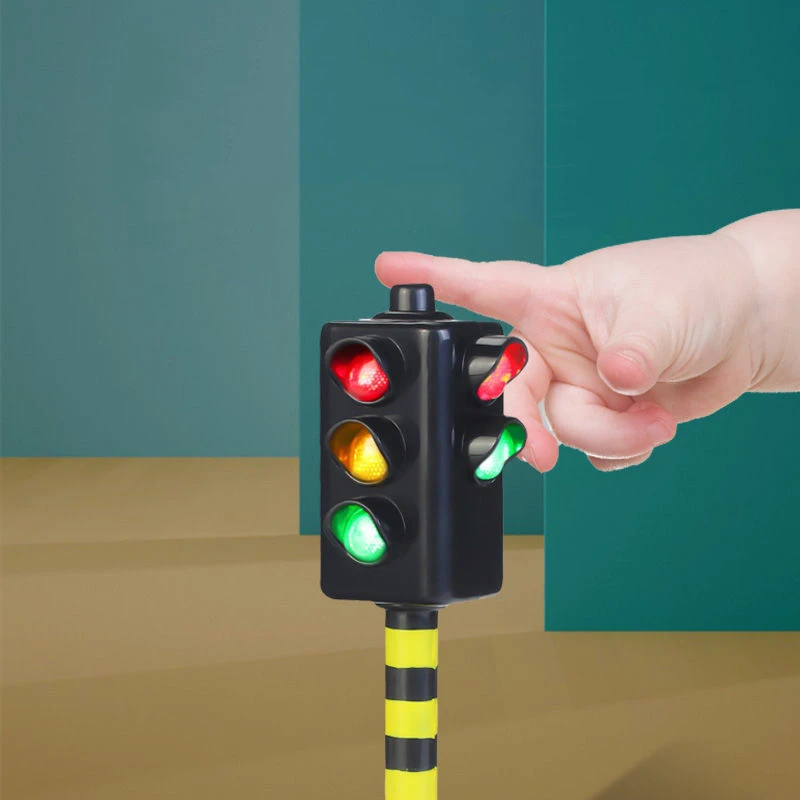 Mini traffic light toy traffic signal light model simulation road scene early education interactive toys pull back car 6pcs 3