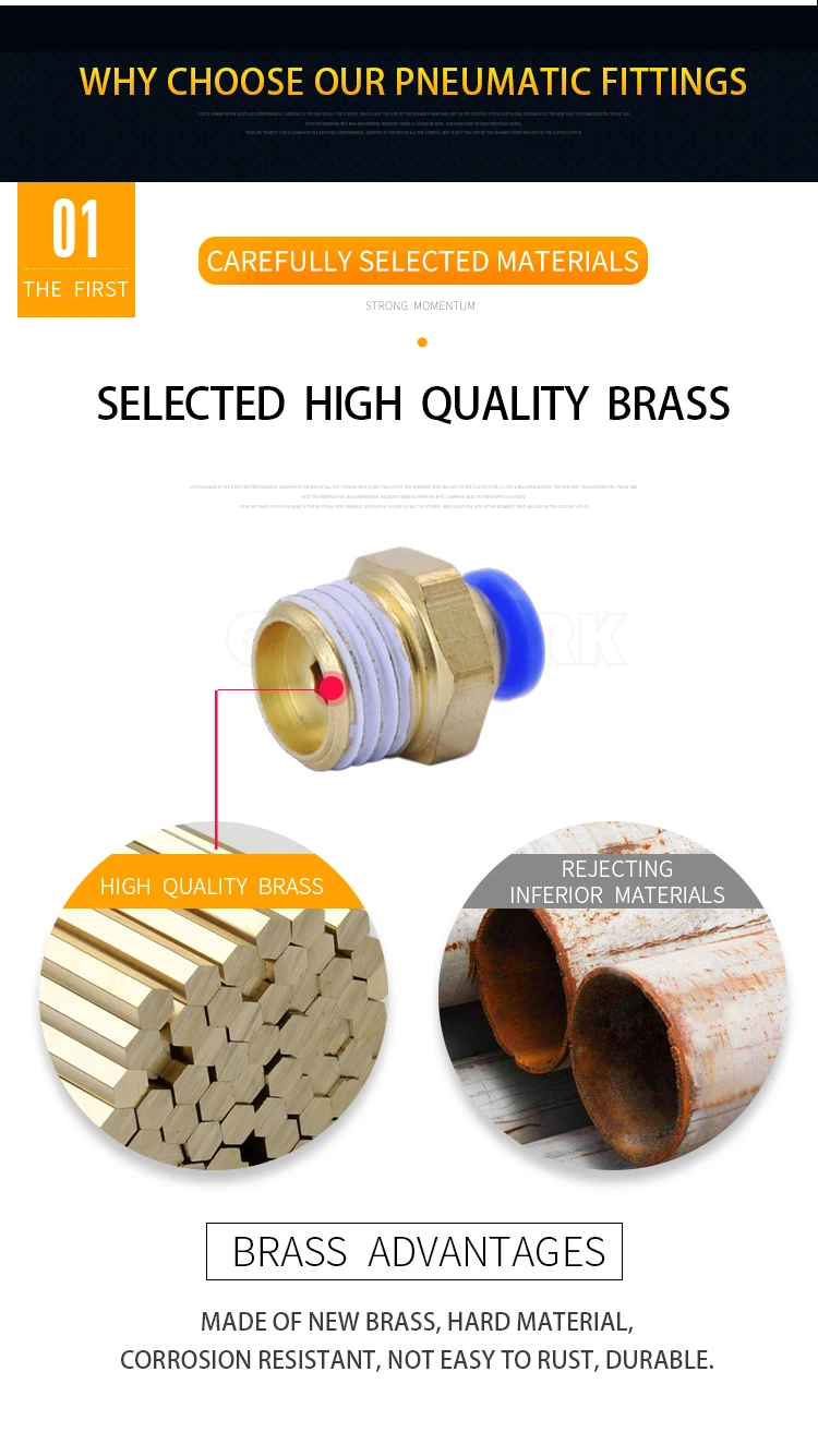 Free shipping 10pcs PC4-03, 4mm to 3/8' Pneumatic Connectors male straight one-touch fittings