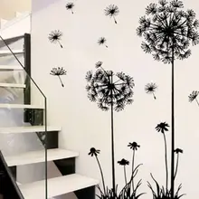 Pegatinas de pared para sala de estar, decoración del hogar, diente de león negro, nueva moda, 2020