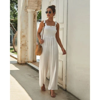 

Women Summer Casual Sleeveless Jumpsuit Loose Wide Leg Pants Suit Backless Solid Tracksuit Playsuit /BY